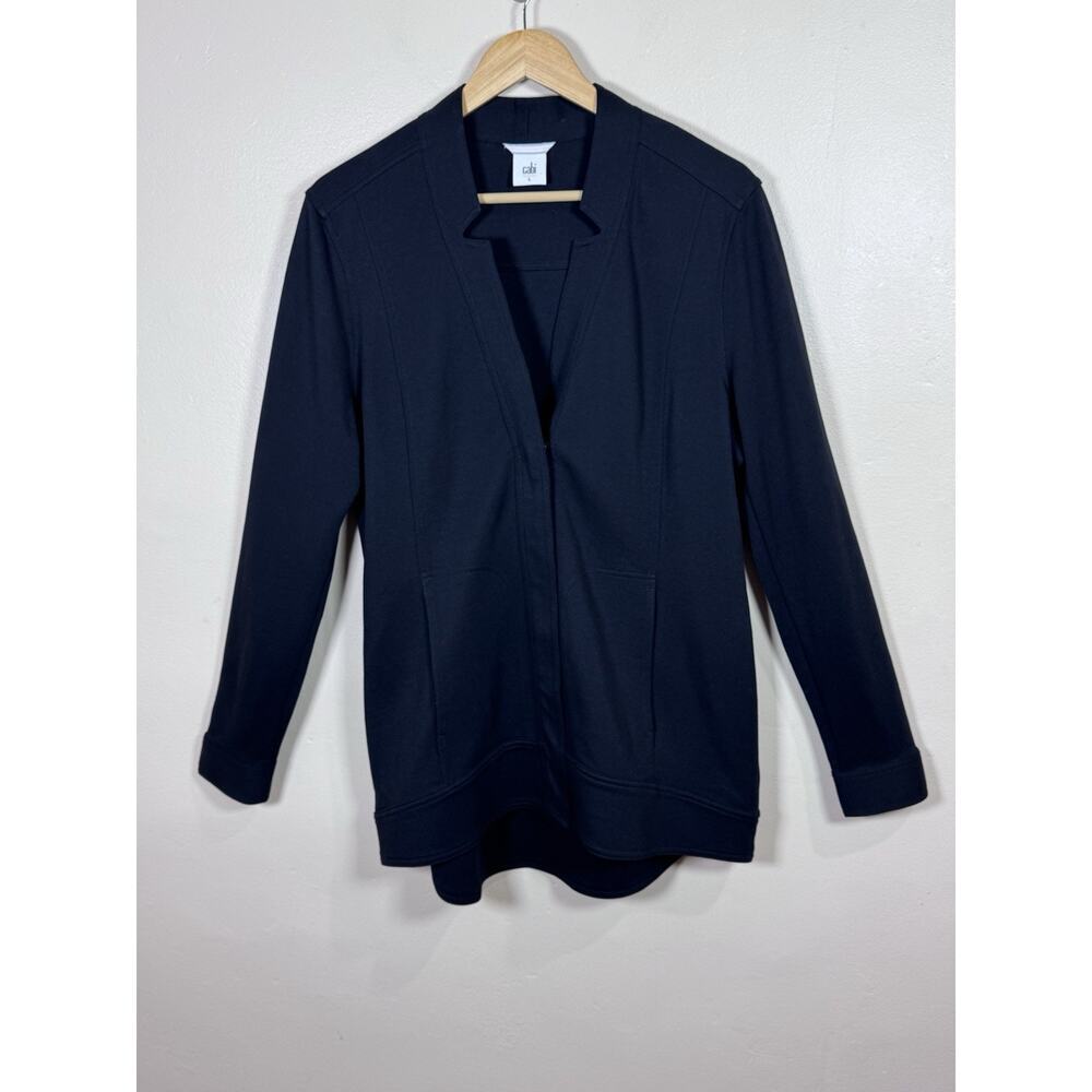 Cabi Womens Jacket Blazer Around the Clock Large Black Zip Style 5480 Stretch